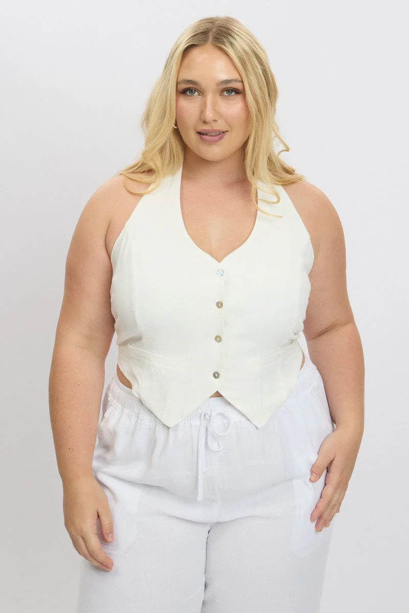White Halter Neck Vest - Image 3