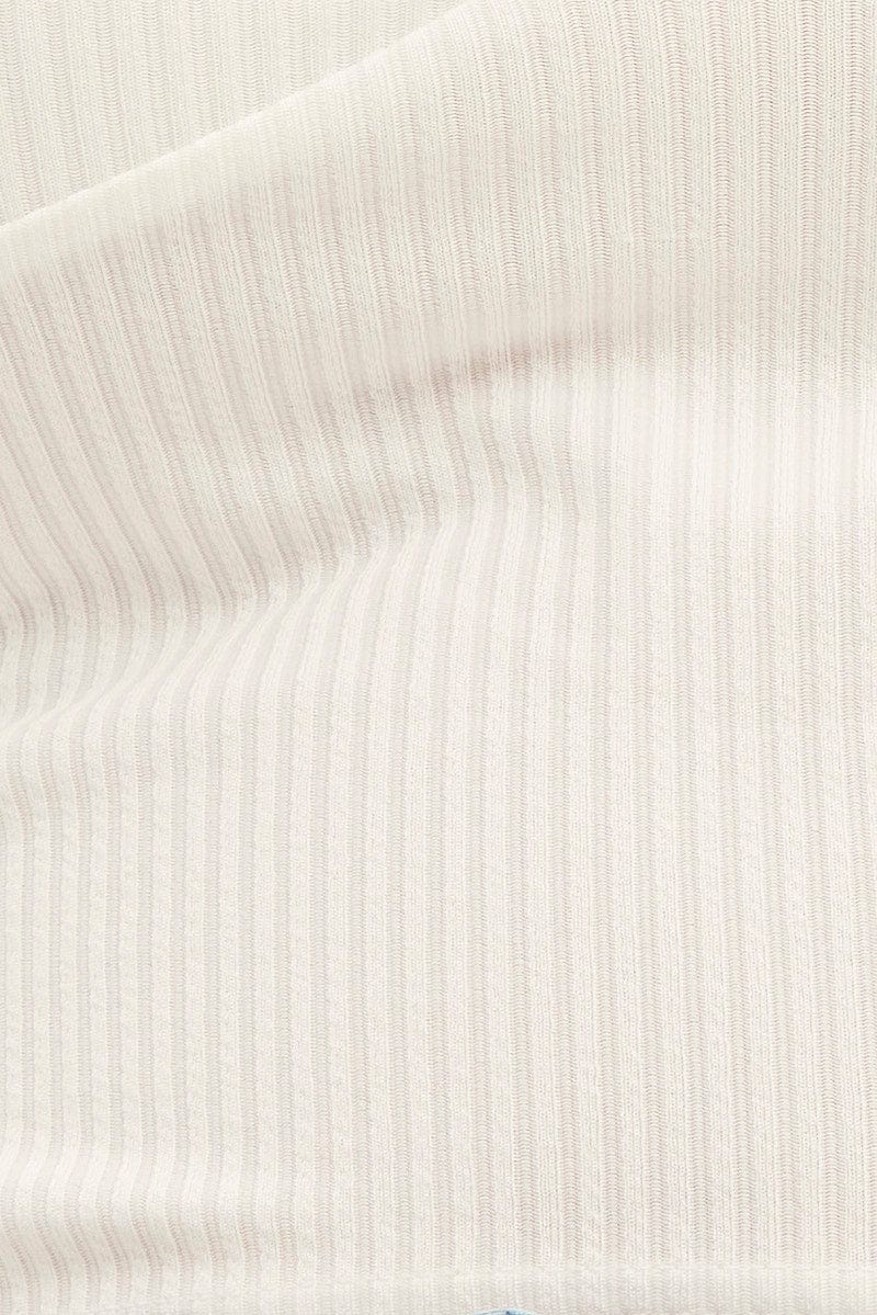 White Halter Top Rib Jersey Gather Bust Detail - Image 6