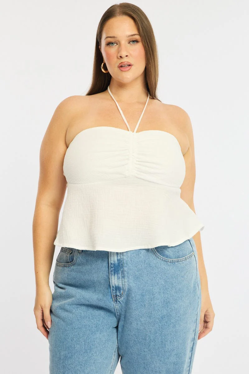 White Halter Top Sleeveless