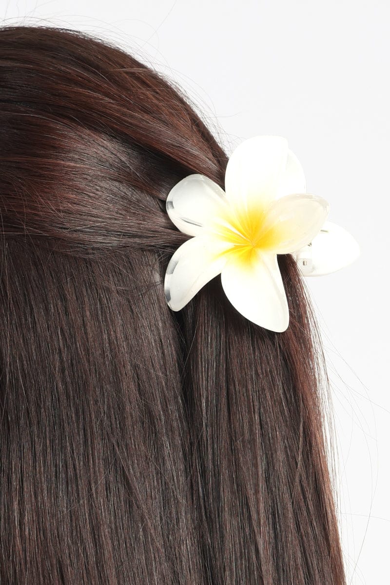 White Hibiscus Flower Claw Clip - Image 2