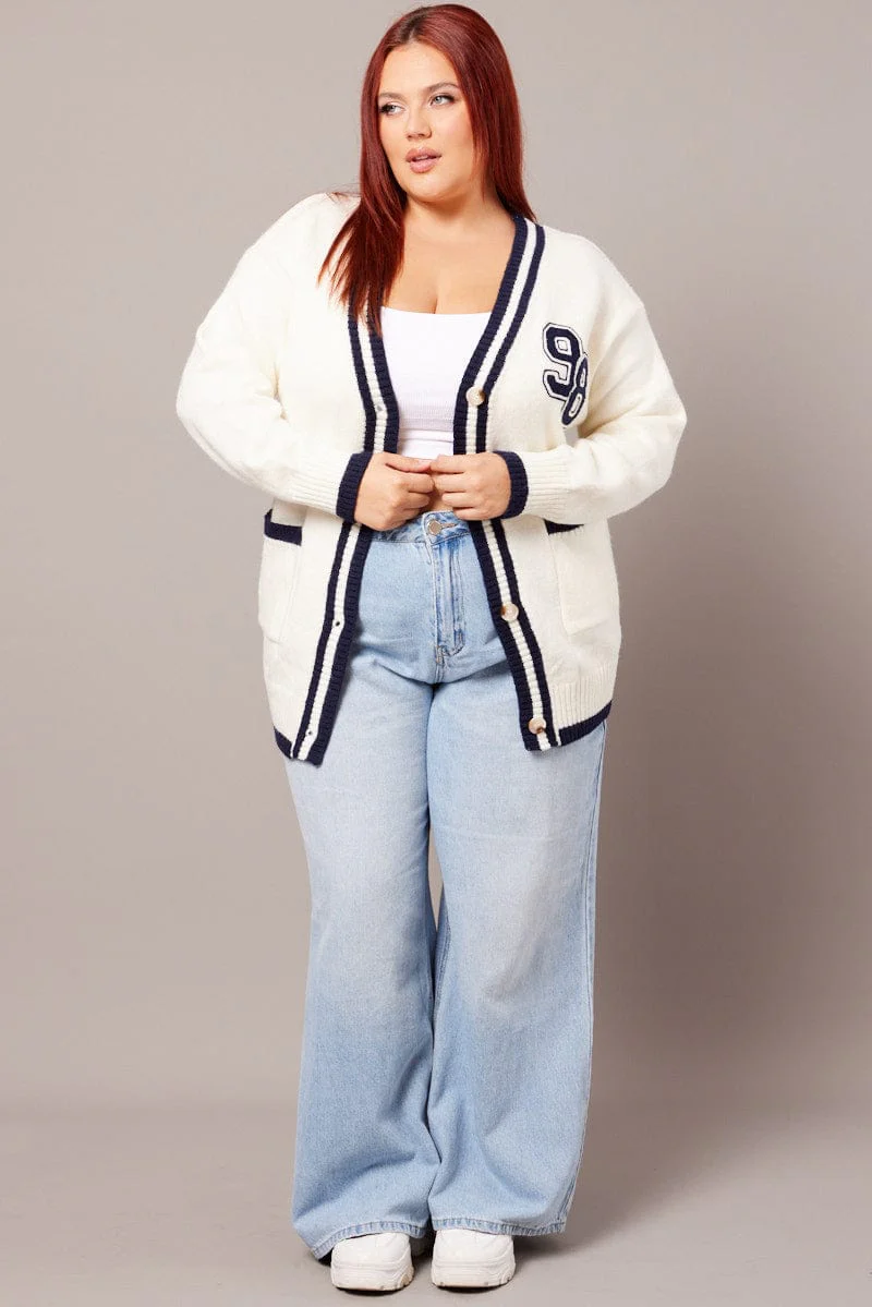 White Knit Cardigan Longline - Image 2