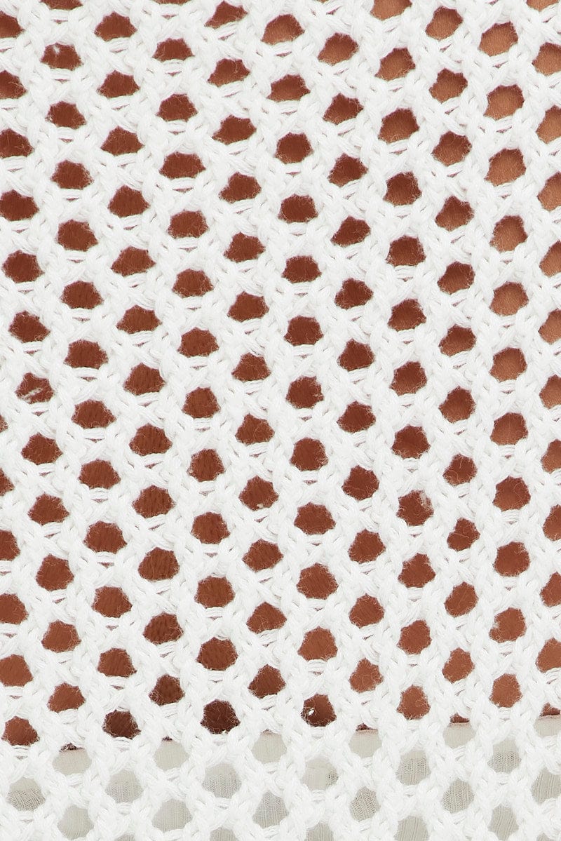 White Knit Jumper Long Sleeve Fishnet - Image 7