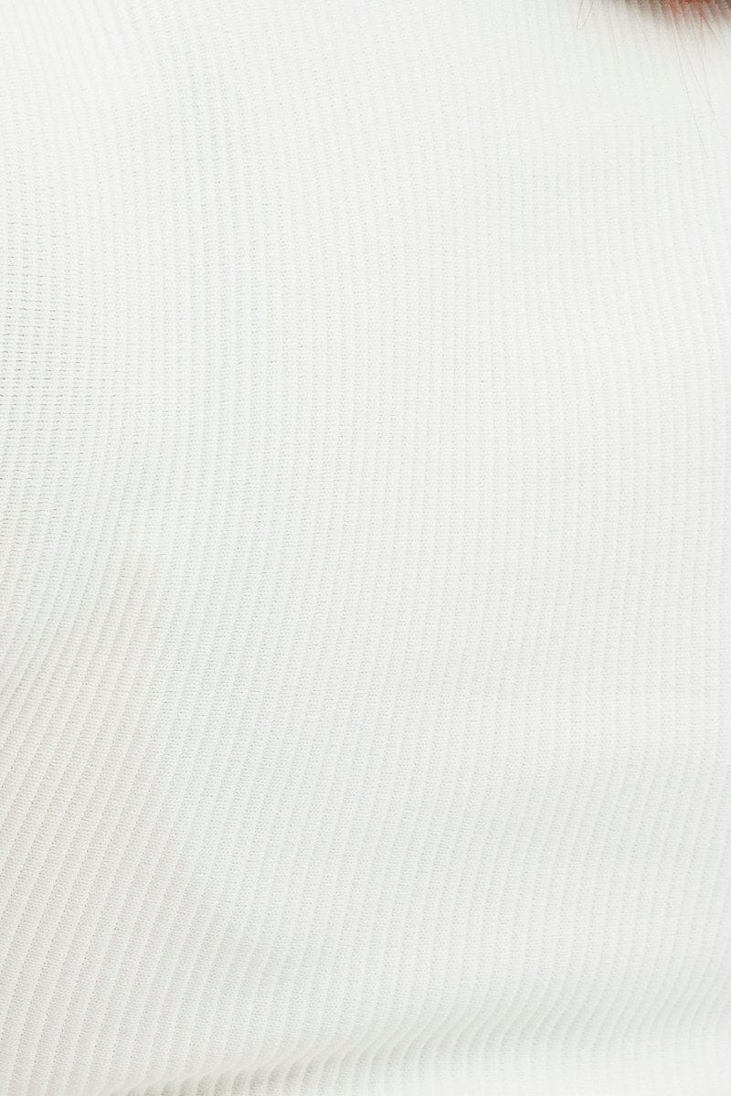 White Knit Top Ribbed High Neck - Image 6