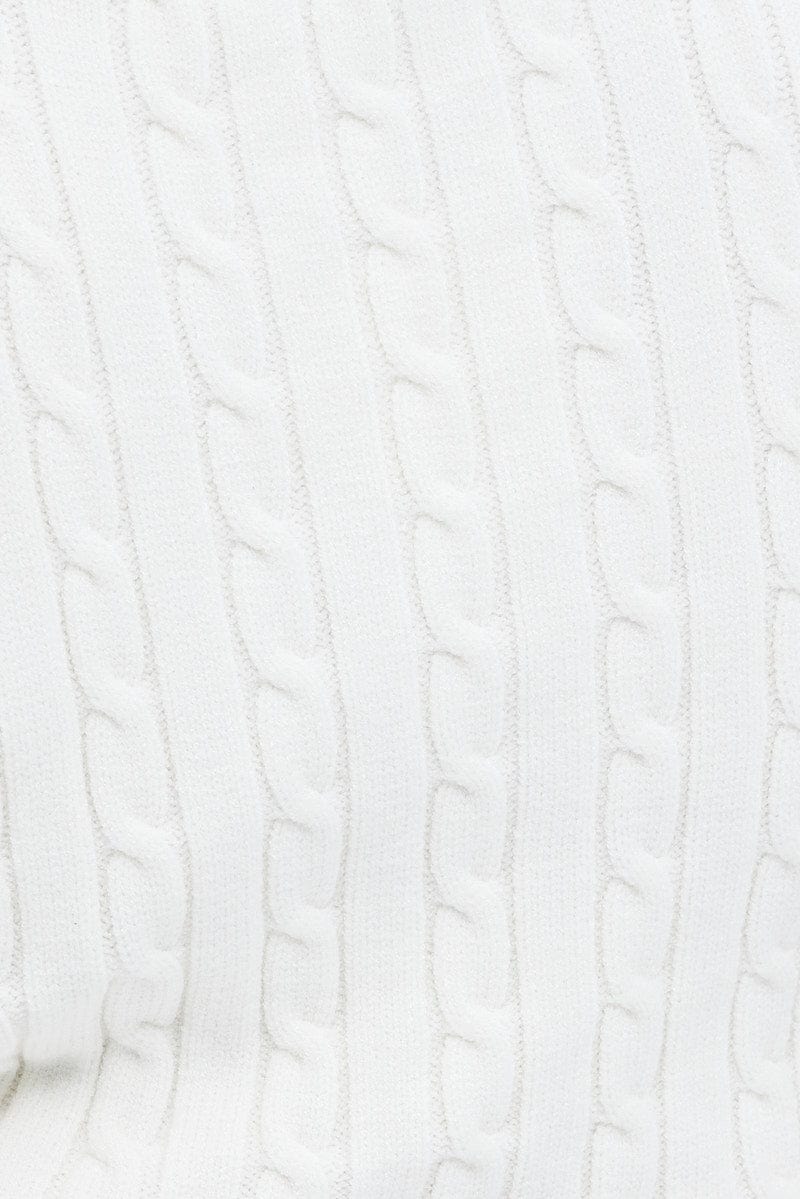 White Knit Vest Cabled Crop - Image 7
