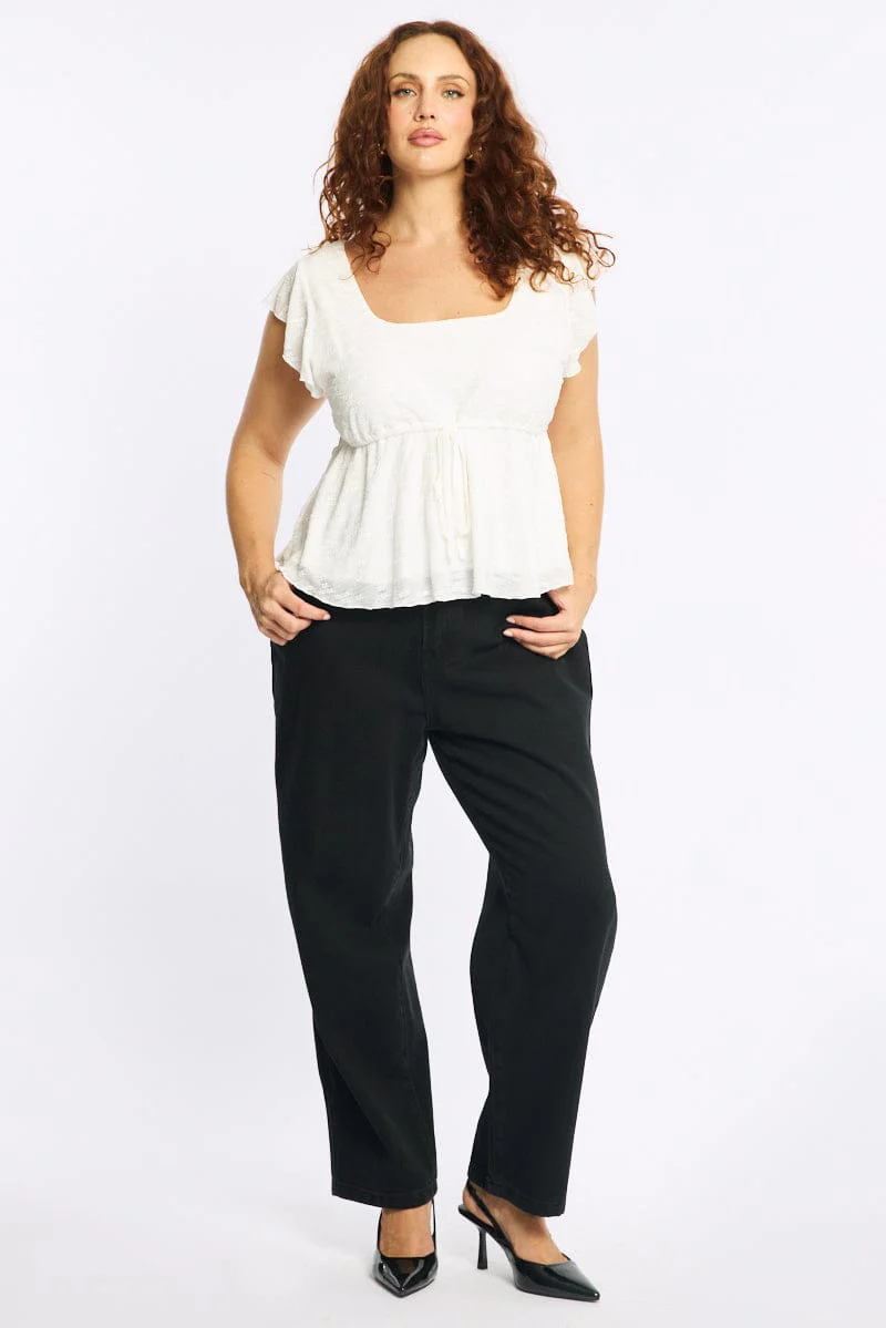 White Lace Babydoll Top Short Sleeve - Image 2