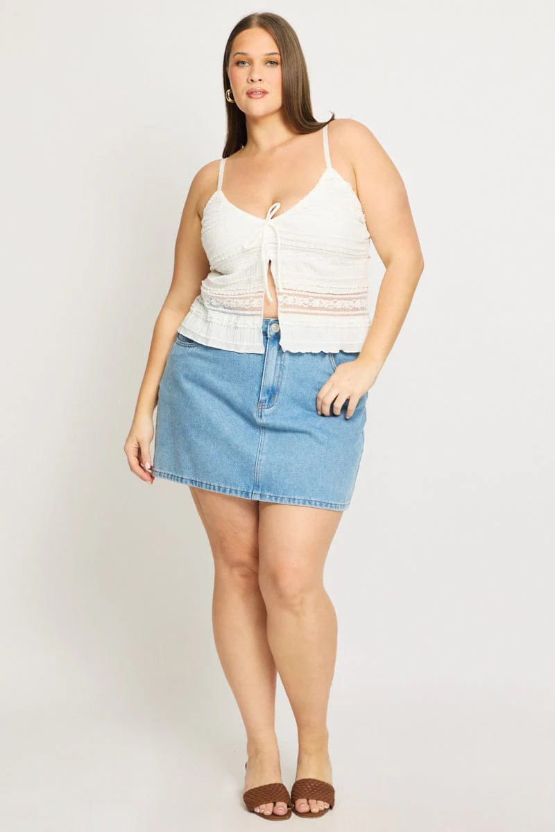 White Lace Cami Top Open Front - Image 2