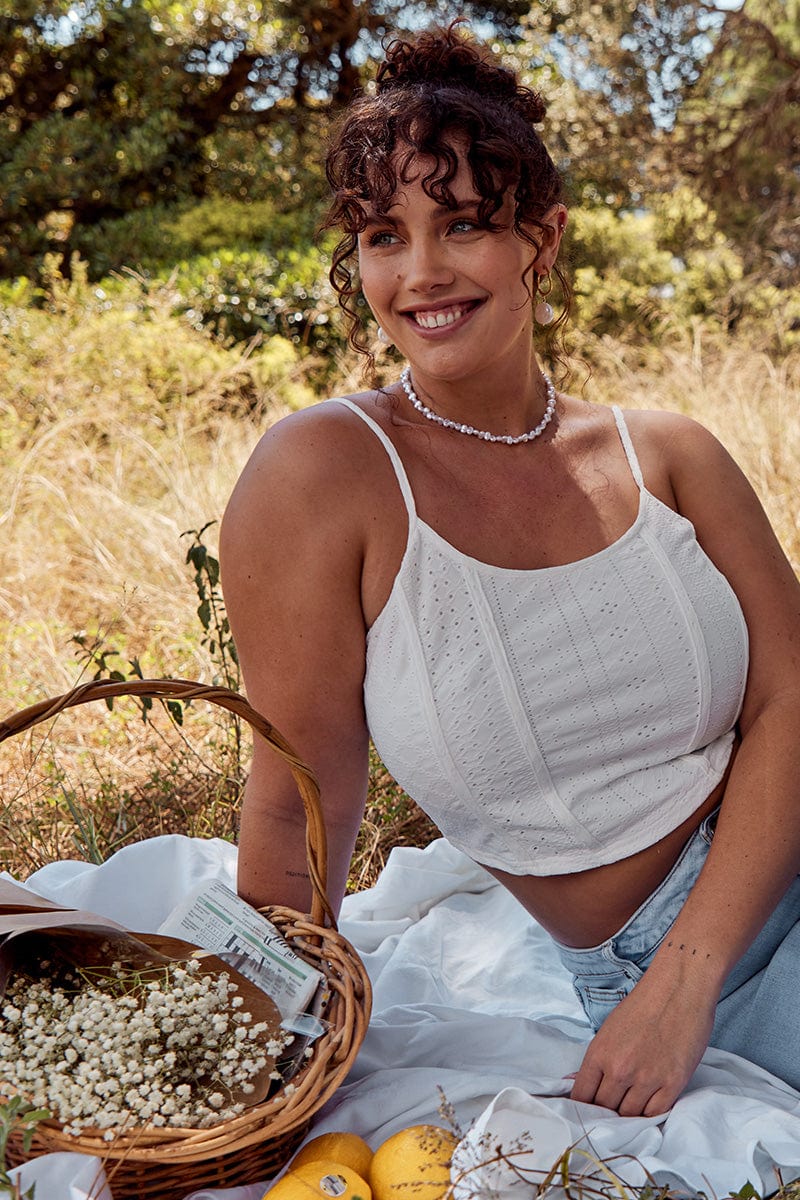 White Lace Corset Top