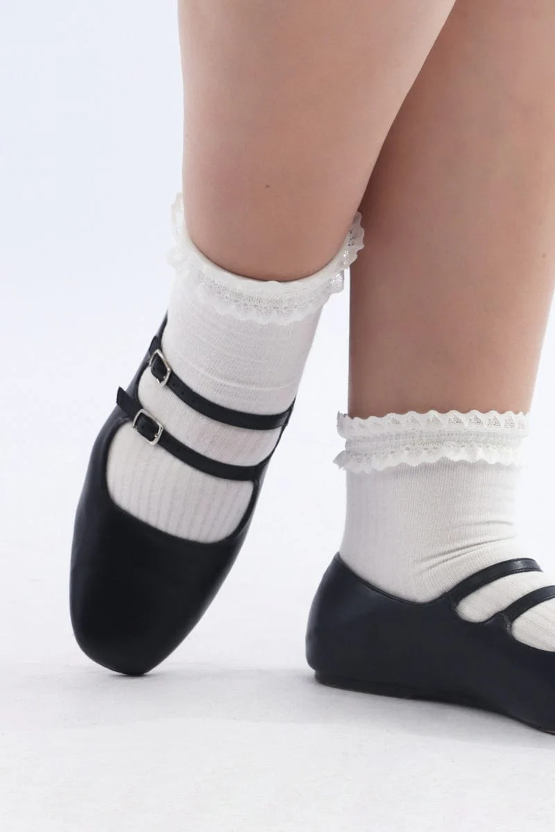White Lace Frill Socks - Image 2