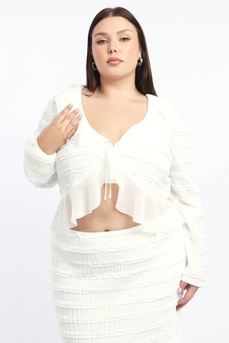 White Lace Frill Tie Bolero Jacket - Image 2