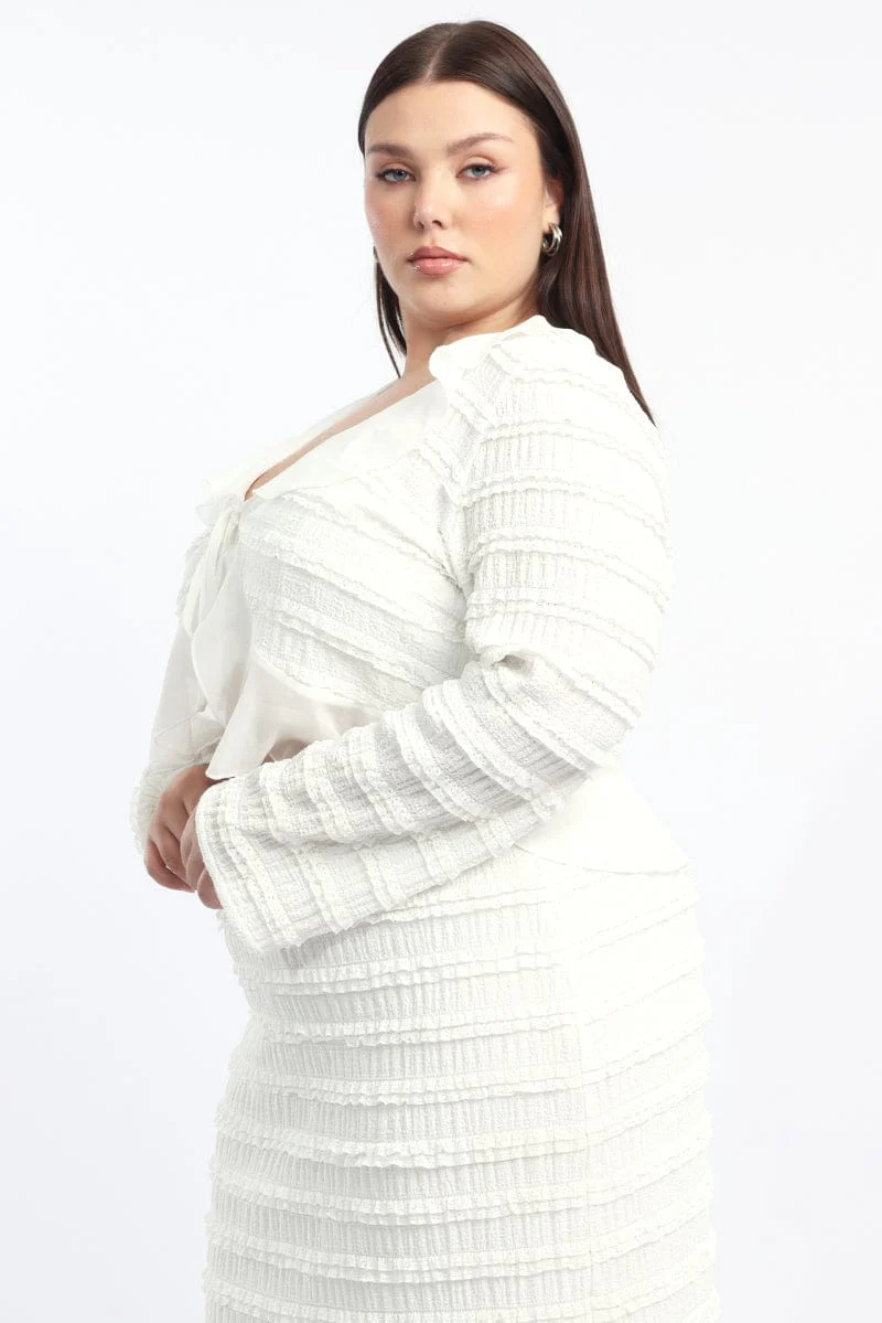 White Lace Frill Tie Bolero Jacket - Image 4