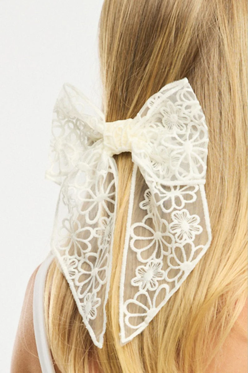 White Lace Hair Bow