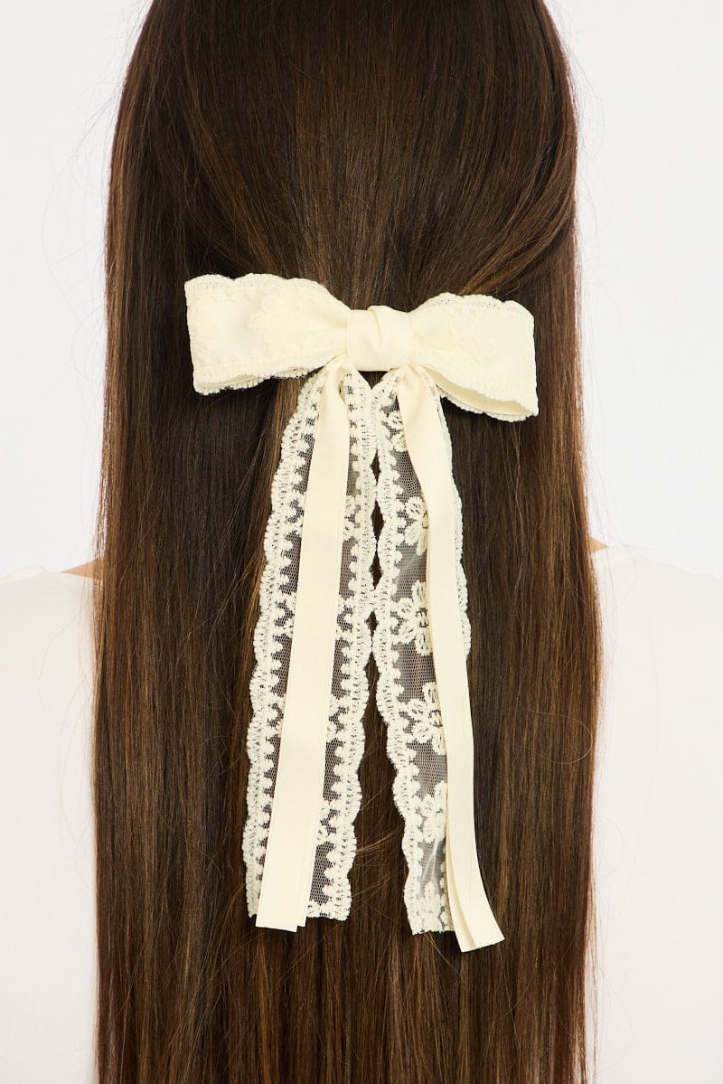 White Lace Hair Bow