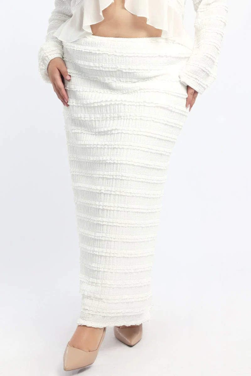 White Lace Maxi Skirt With Waist Trim - Image 3