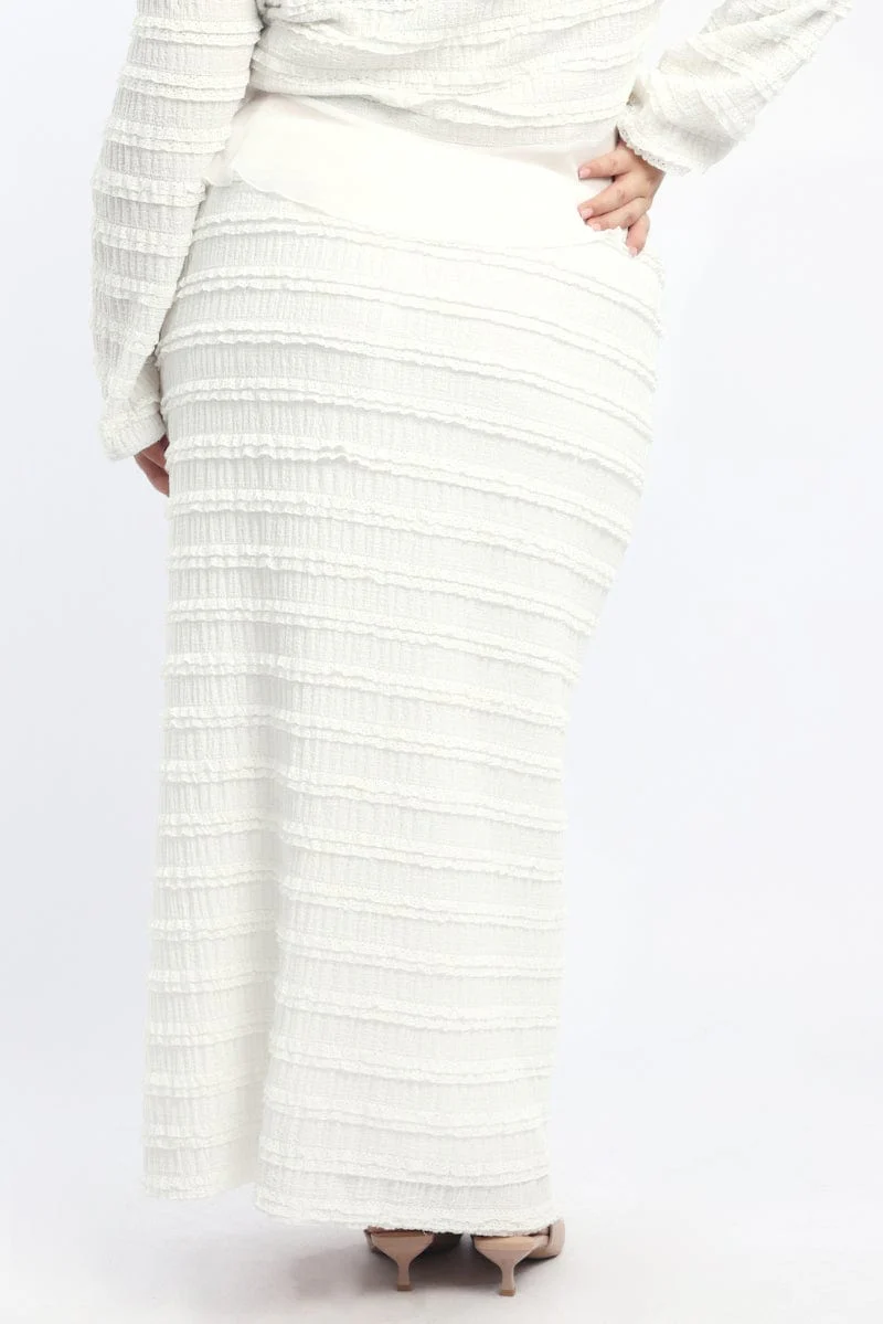 White Lace Maxi Skirt With Waist Trim - Image 5