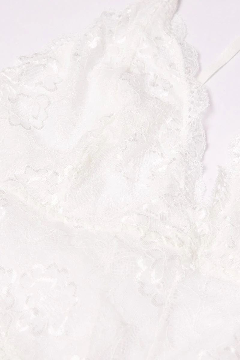 White Lace One Piece Bodysuit Lingerie - Image 2
