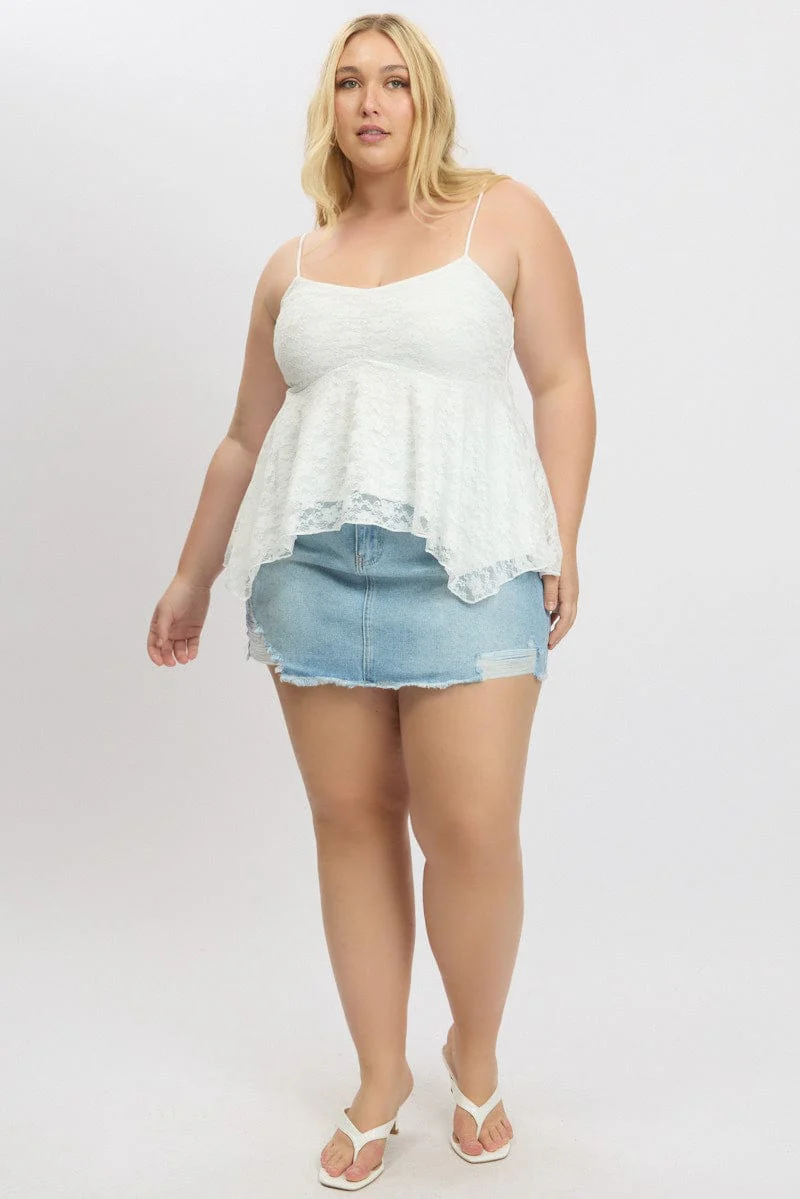 White Lace Singlet Top - Image 2