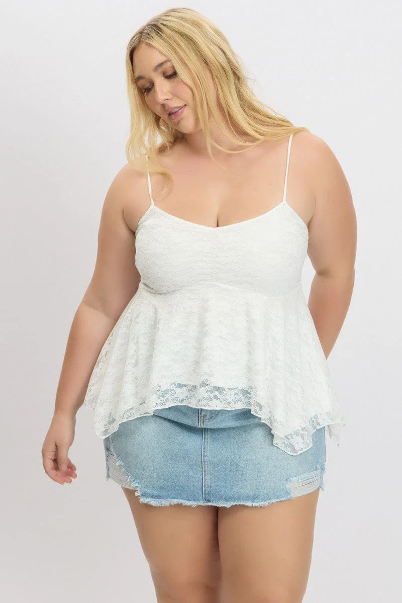 White Lace Singlet Top - Image 3