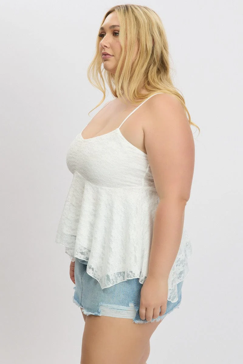 White Lace Singlet Top - Image 4