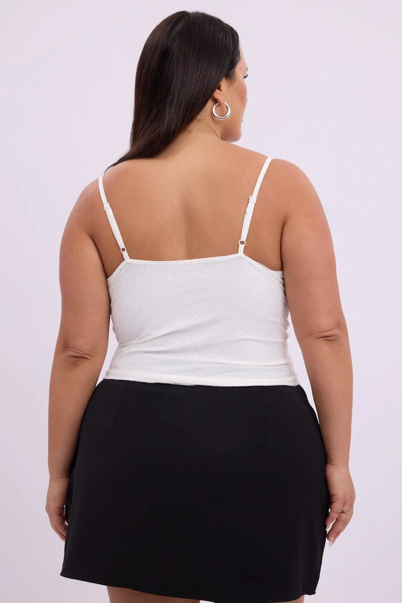 White Lace Singlet Top Lace Ribbon Trim - Image 5