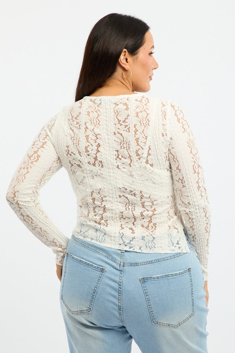 White Lace Top Crew Neck - Image 5