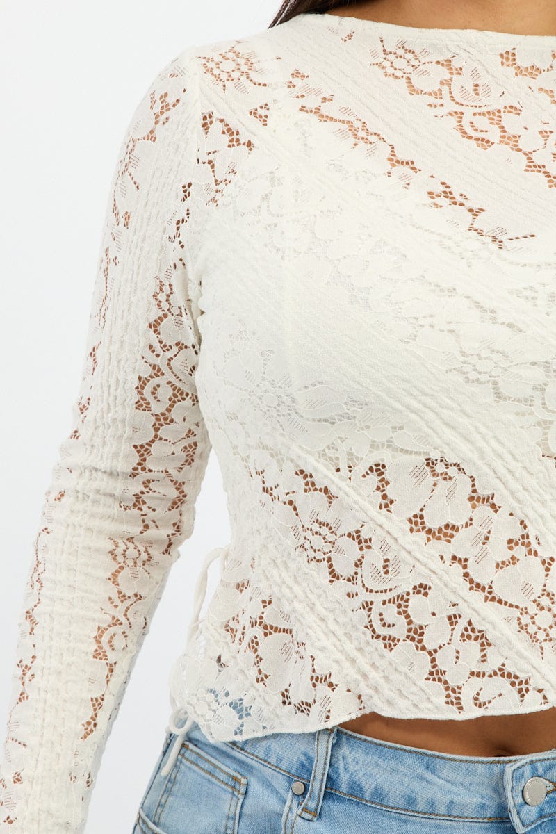 White Lace Top Crew Neck - Image 6