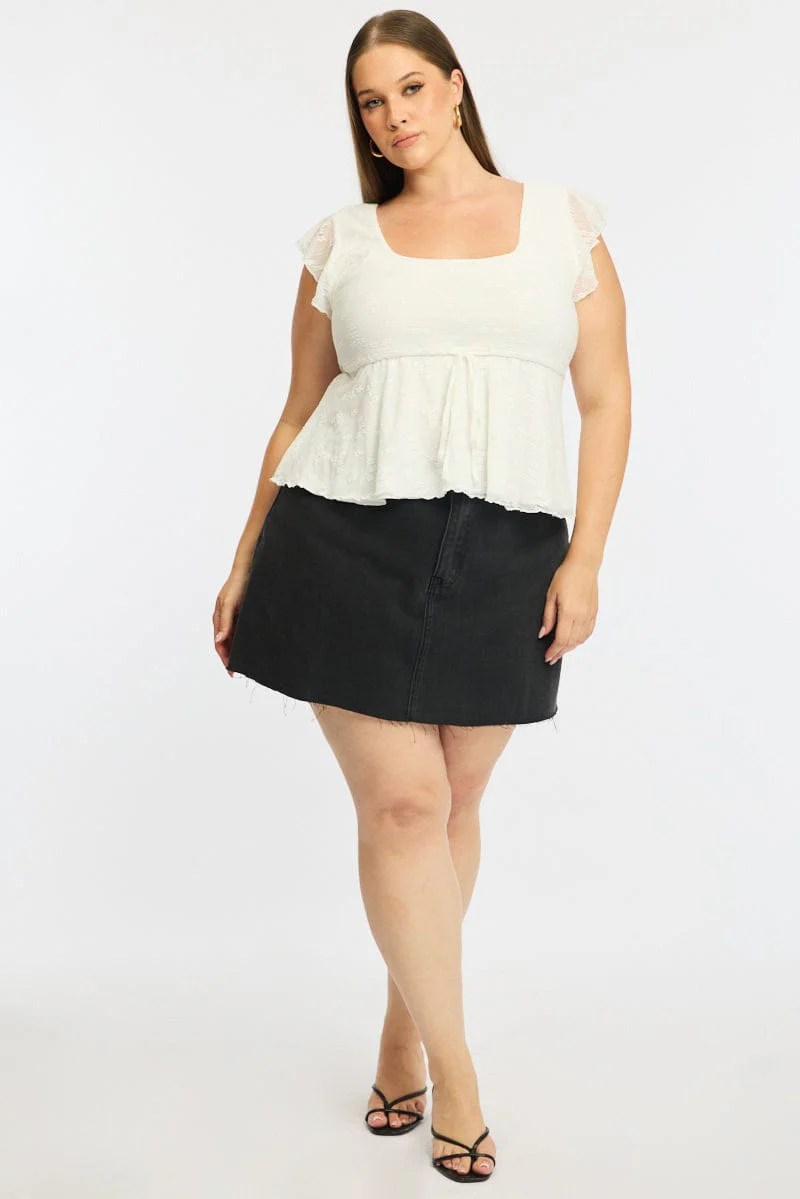 White Lace Top Short Sleeve Babydoll - Image 2