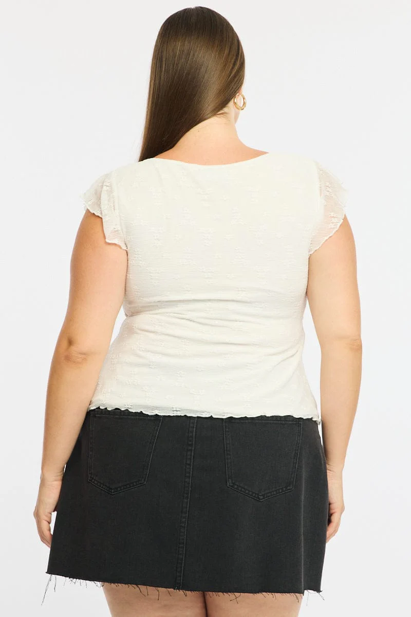 White Lace Top Short Sleeve Babydoll - Image 4