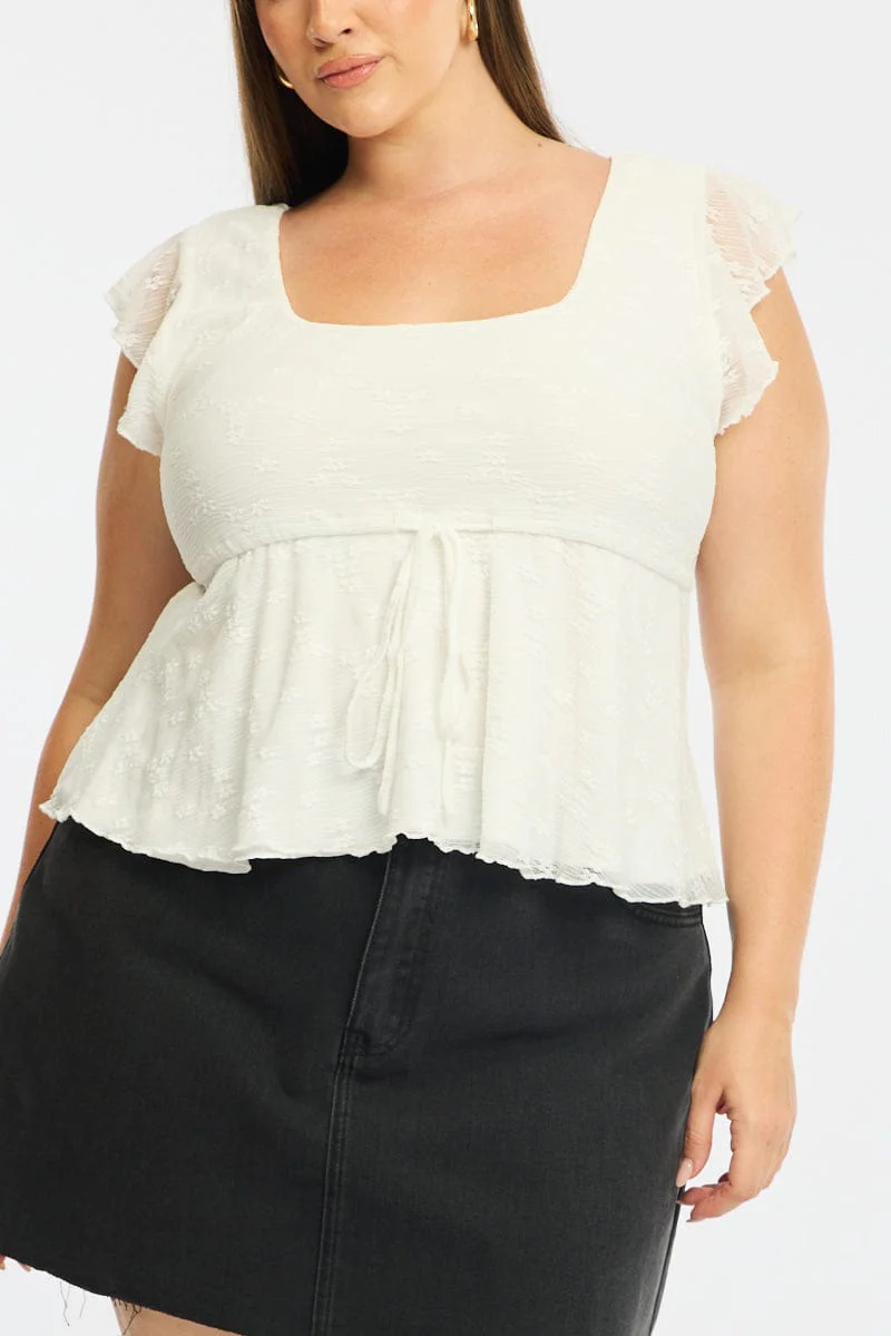 White Lace Top Short Sleeve Babydoll - Image 5