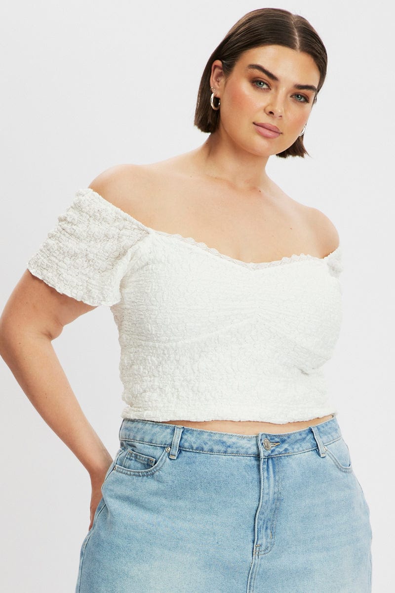 White Lace top Short Sleeve
