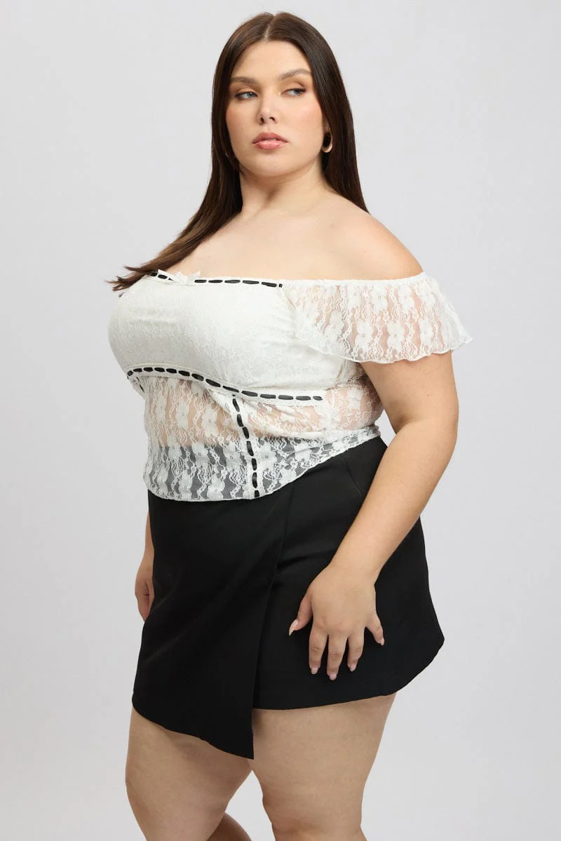 White Lace Top Singlet Squared Neck - Image 4