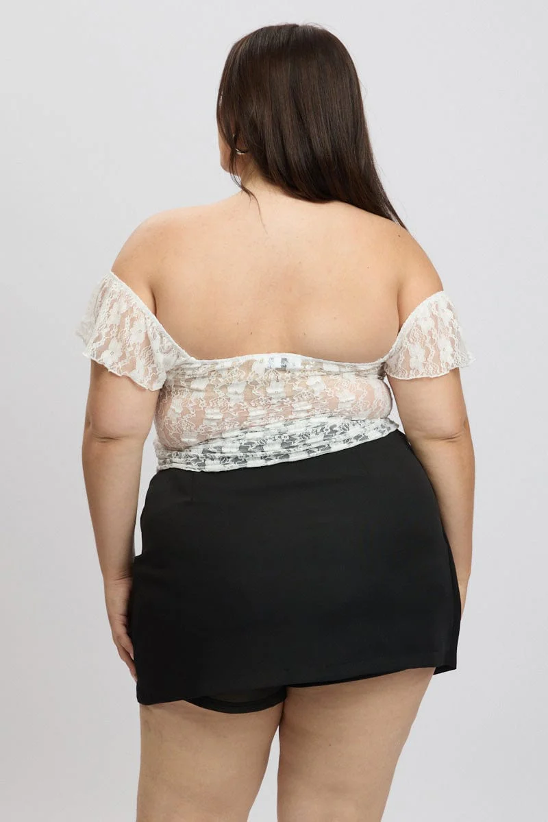White Lace Top Singlet Squared Neck - Image 5
