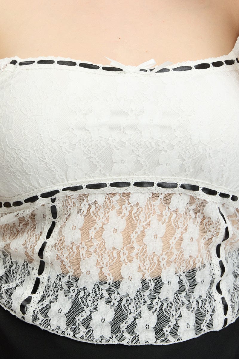White Lace Top Singlet Squared Neck - Image 6