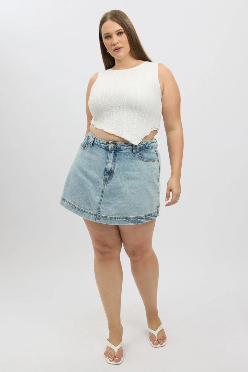 White Lace Top Sleeveless Asymmetric - Image 2