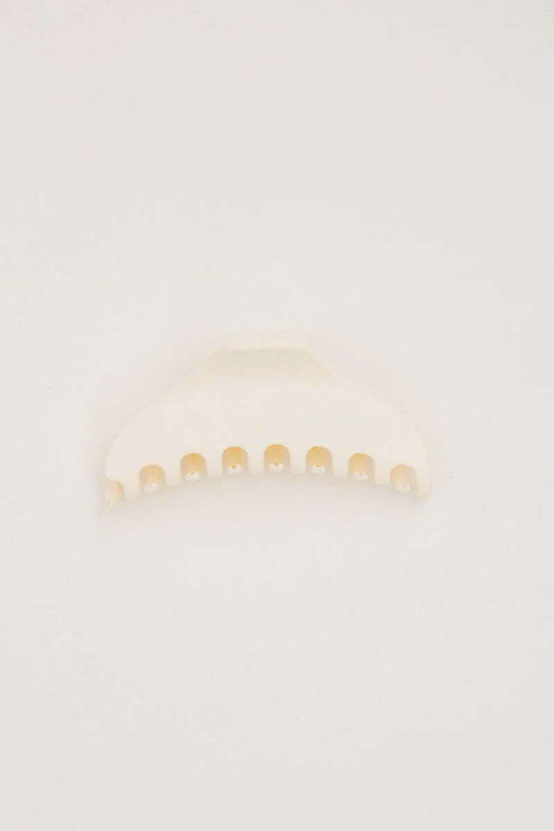 White Large Plain Claw Clip