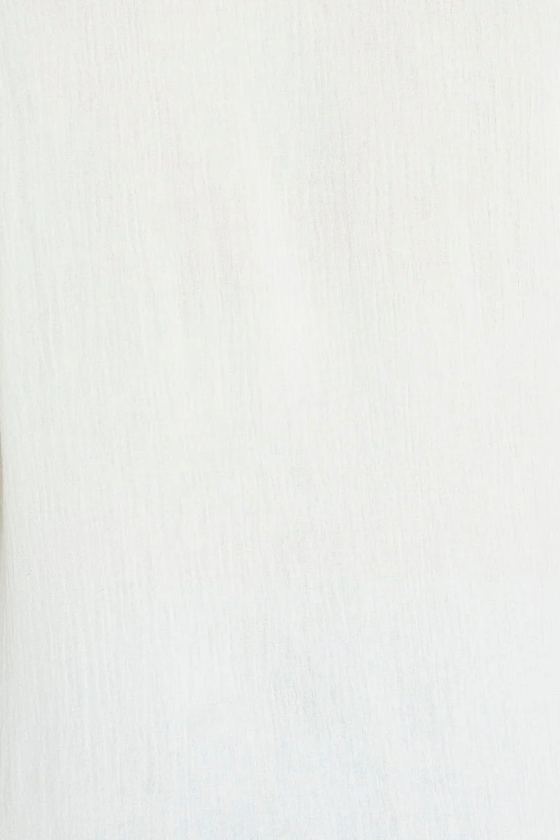 White Long Sleeve Cotton Crush Shirt - Image 6