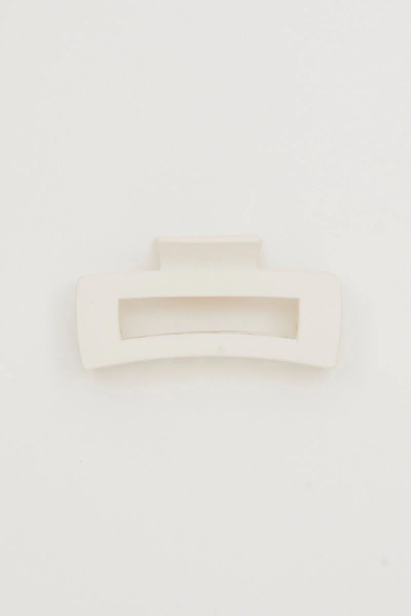 White Matt Square Shaped Hair Claw