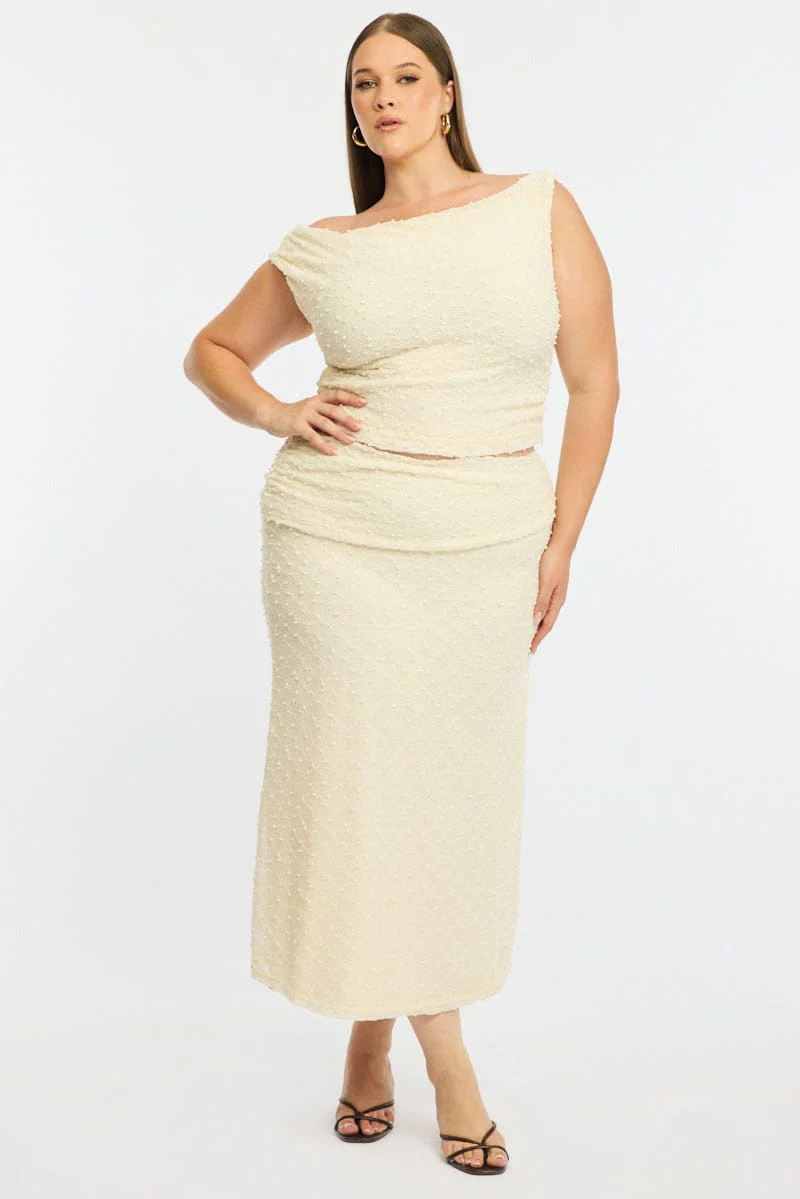 White Maxi Skirt Textured