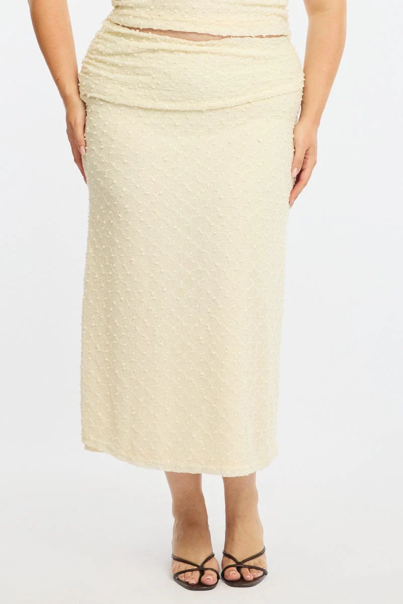 White Maxi Skirt Textured - Image 2