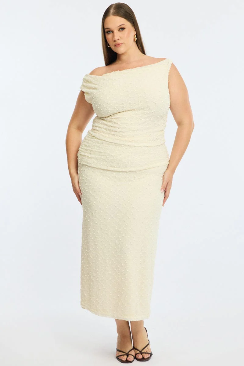 White Maxi Skirt Textured - Image 3