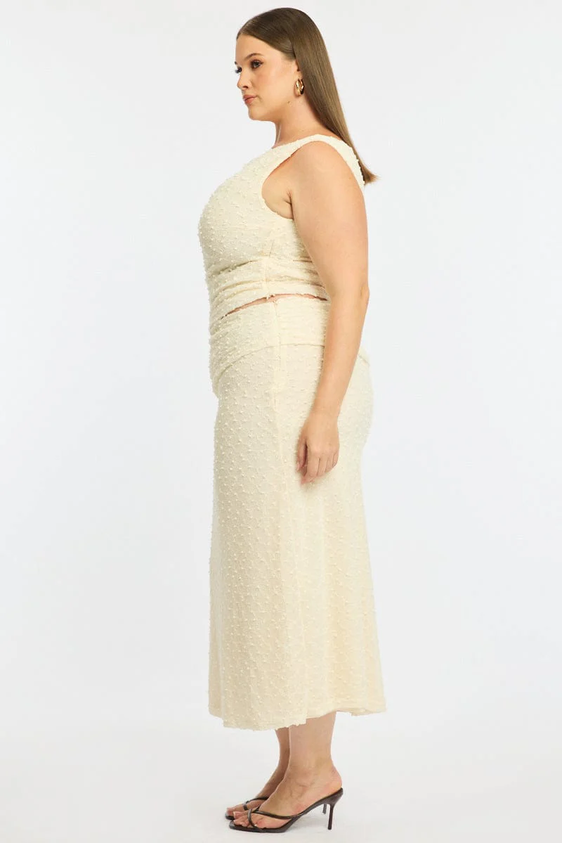 White Maxi Skirt Textured - Image 4