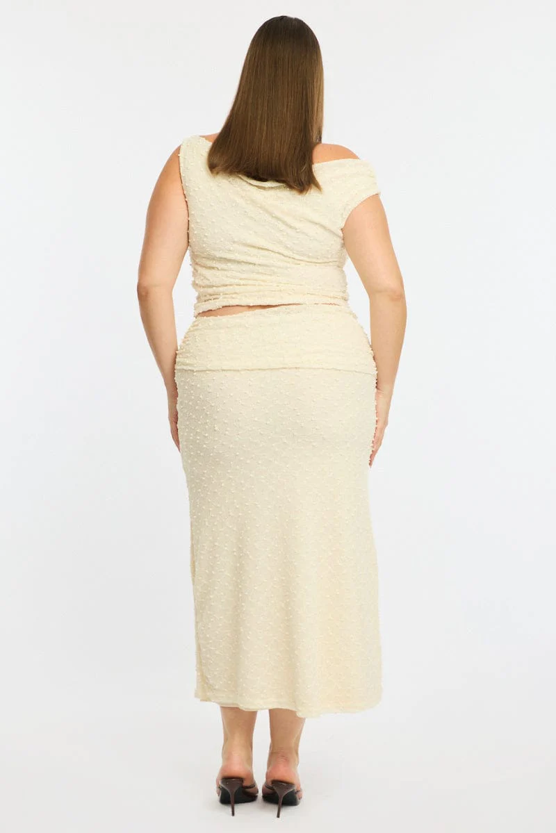 White Maxi Skirt Textured - Image 5