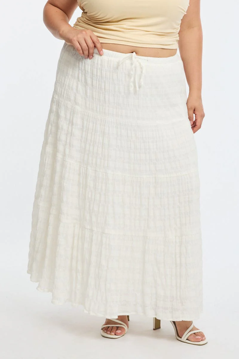 White Maxi Skirt Textured - Image 2