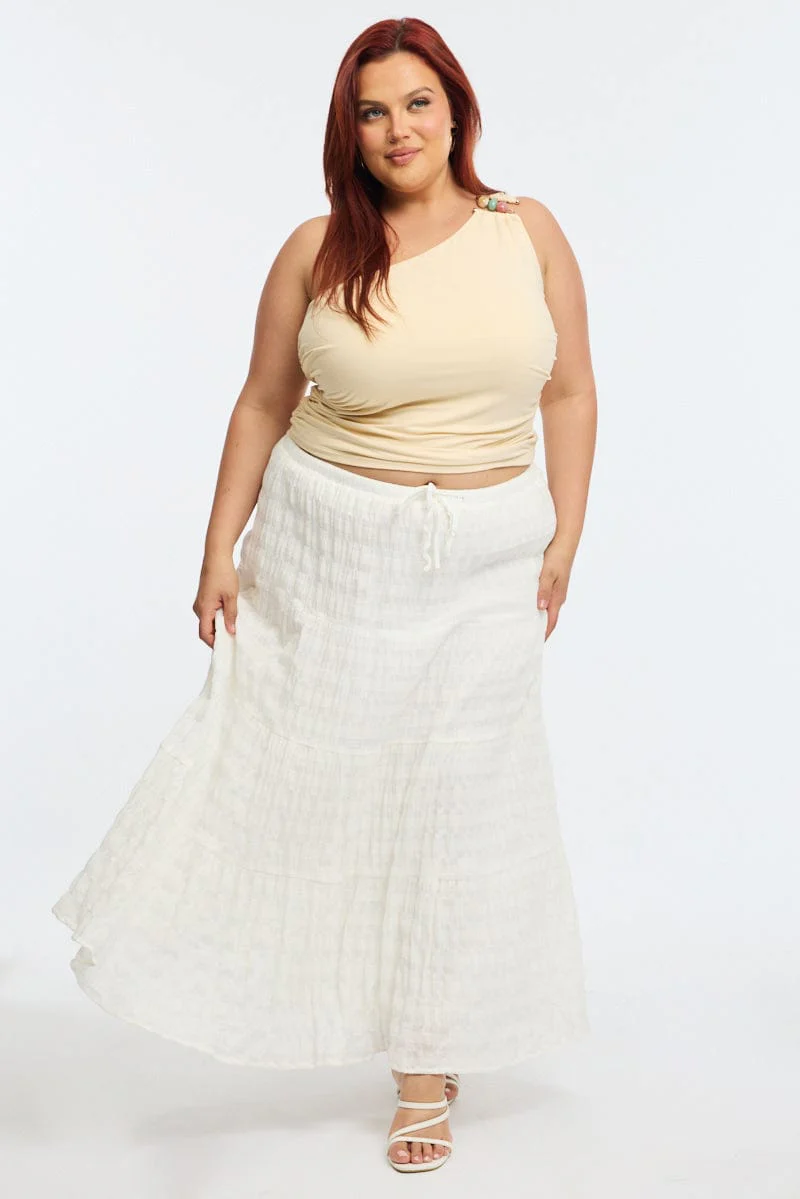 White Maxi Skirt Textured - Image 3