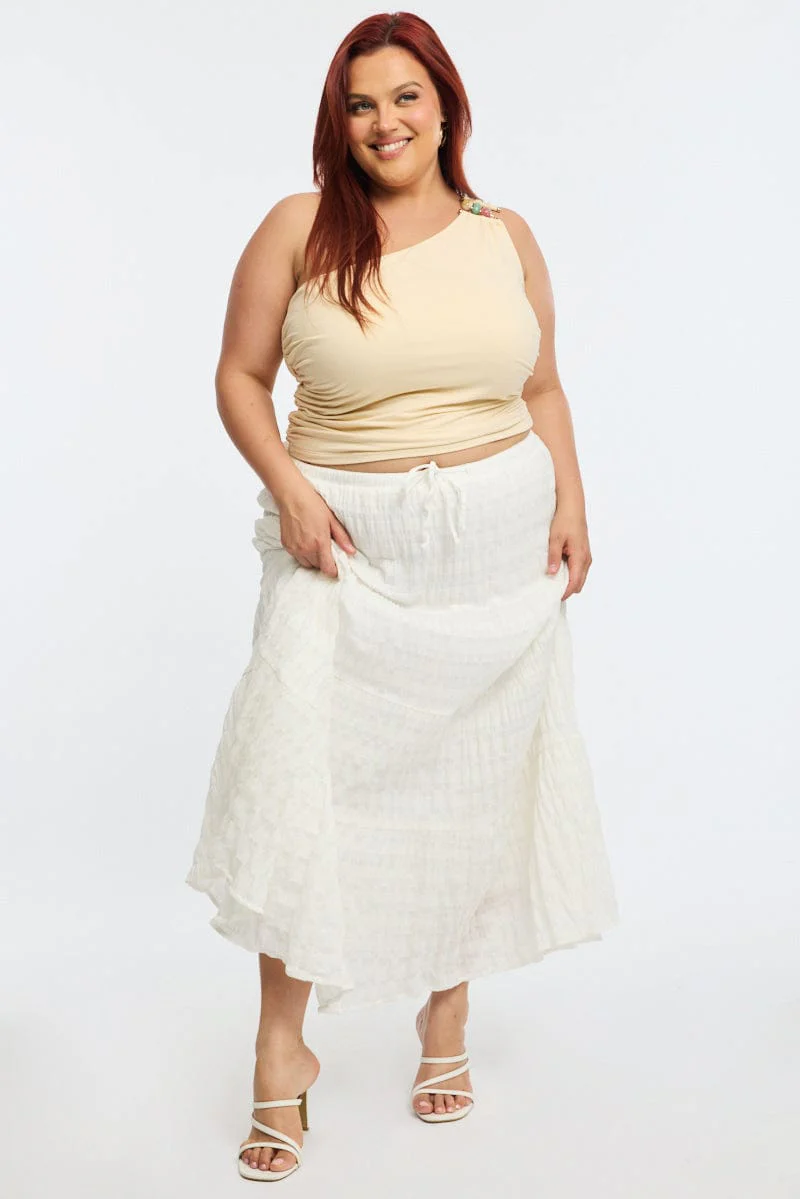 White Maxi Skirt Textured - Image 4