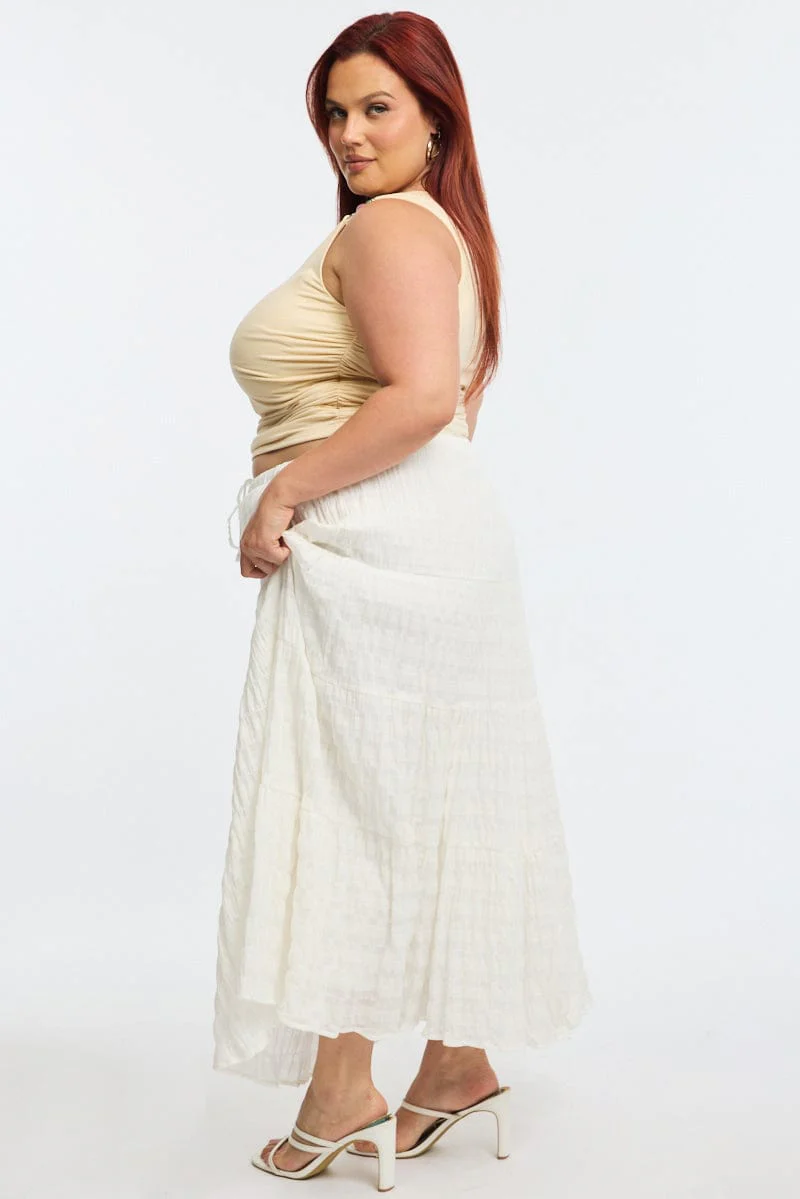 White Maxi Skirt Textured - Image 5