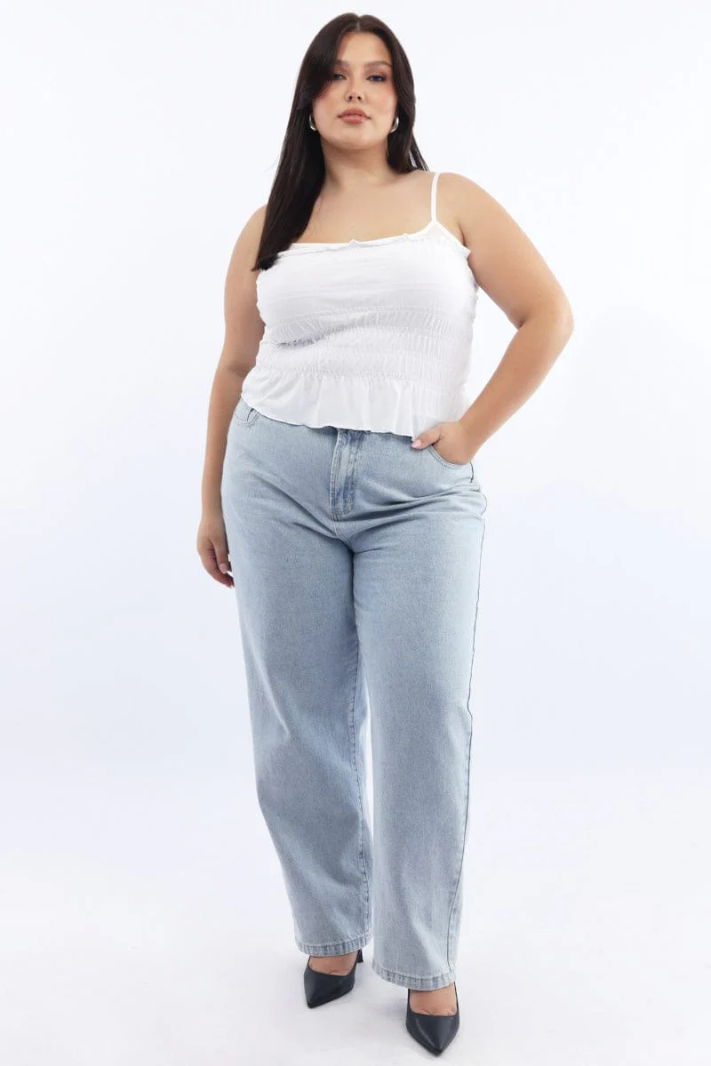 White Mesh Cami Top Ruched - Image 2