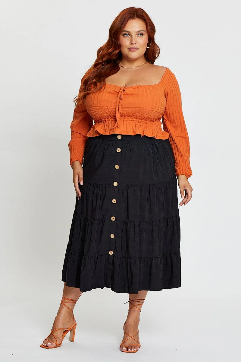 White Midi Skirt Mock Button - Image 3