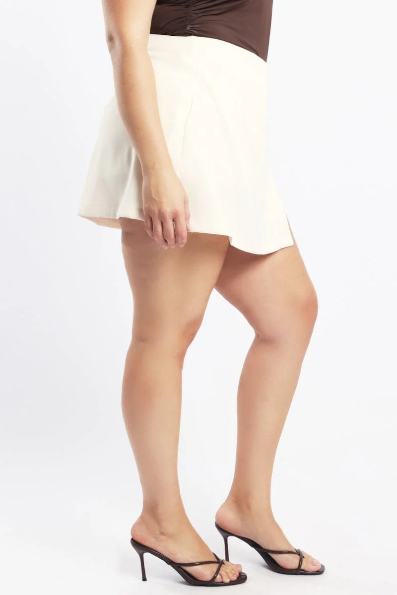 White Mini Wrap Front Skirt Skort - Image 4