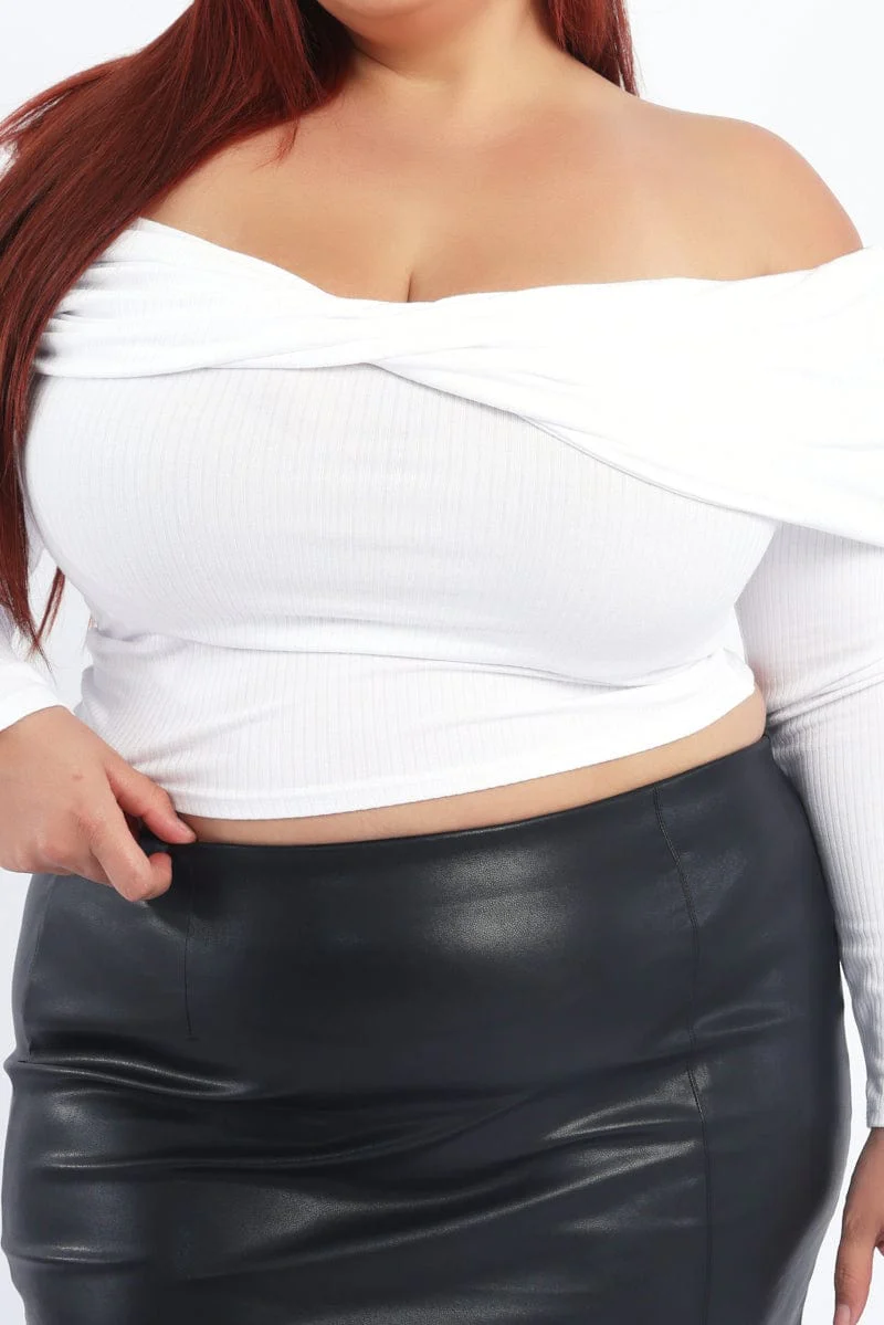 White Off Shoulder Top Long Sleeve - Image 6