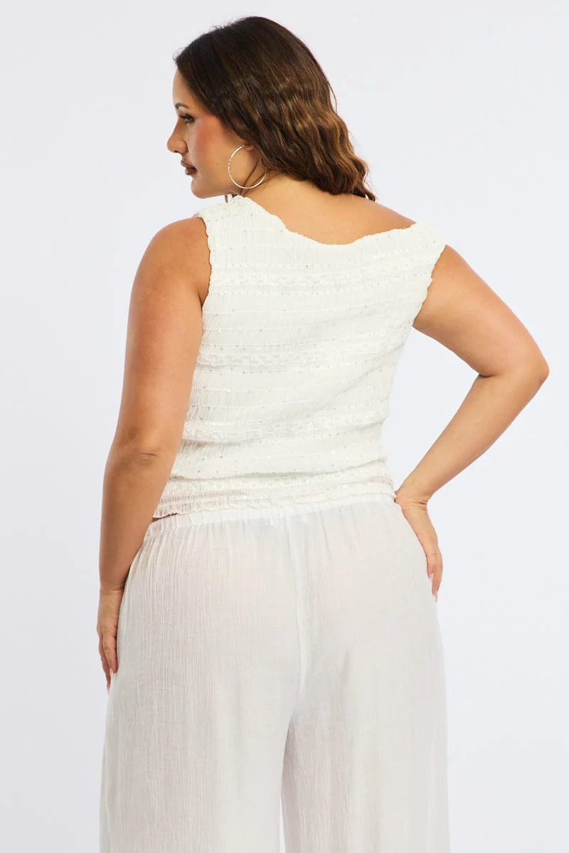 White One Shoulder Ruffle Top - Image 3